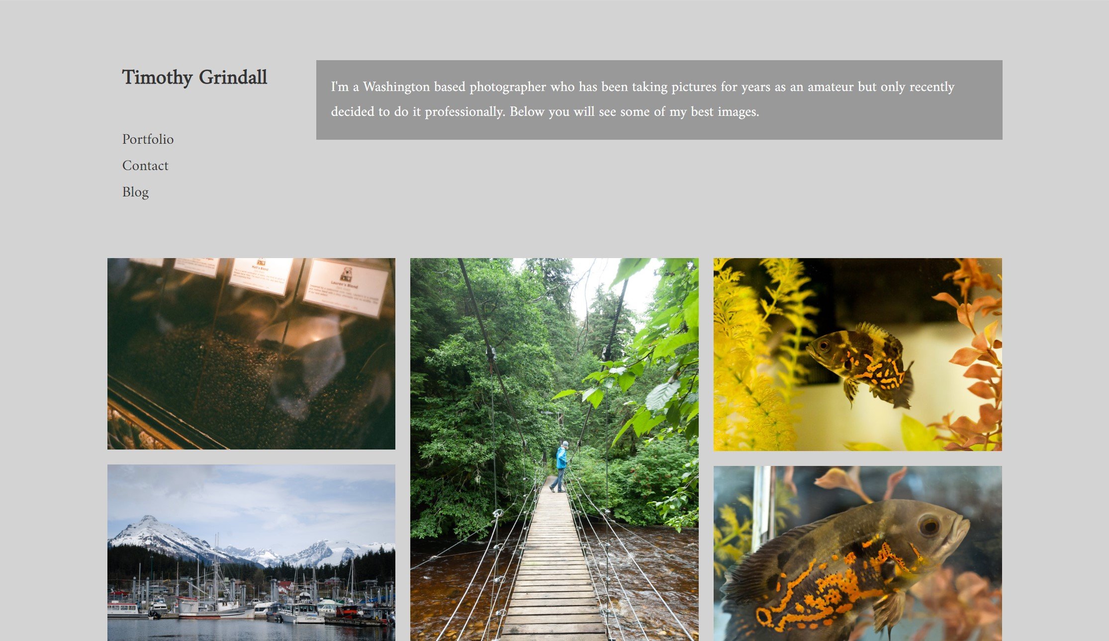 Photogrpahy by Timothy Grindall site screenshot
